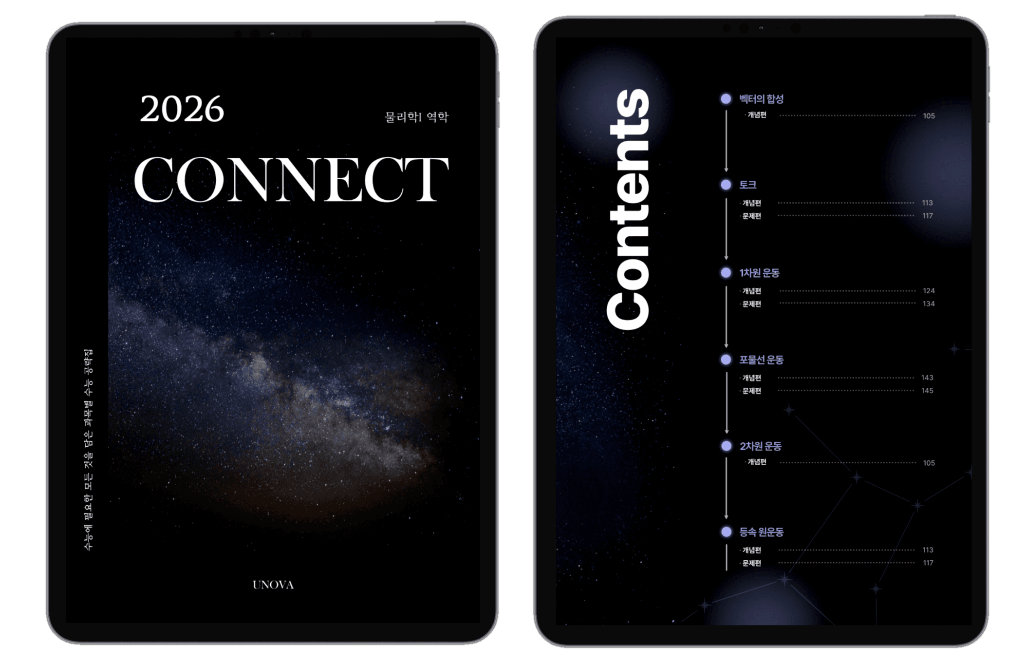 CONNECT 교재 표지와 목차 예시